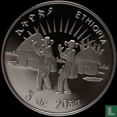 Ethiopia 20 birr 1998 (PROOF) "50th anniversary of UNICEF" - Image 2