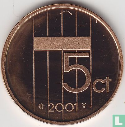 Netherlands 5 cents 2001 (PROOF - type 1) - Image 1