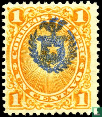 Overprint with Chilean coat of arms