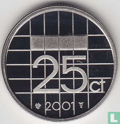 Netherlands 25 cents 2001 (PROOF) - Image 1