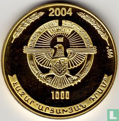 Nagorno-Karabach 1000 drams 2004 (PROOF - gilded silver) "Eagle" - Image 1