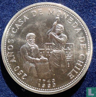 Chile 2000 pesos 1993 "250th anniversary of the Mint" - Afbeelding 2