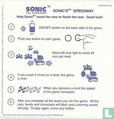 Sega/McDonald's Mini Game Sonic Racing - Afbeelding 3