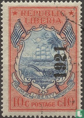 Coat of arms of Liberia with overprint