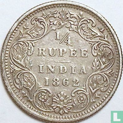 Inde britannique ¼ rupee 1862 (Calcutta)  - Image 1