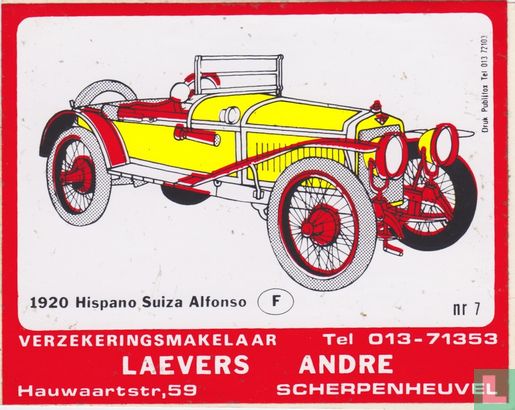 1920 Hispano Suiza Alfonso (F) nr 7 / Verzekeringsmakelaar Laevers Andre, Scherpenheuvel