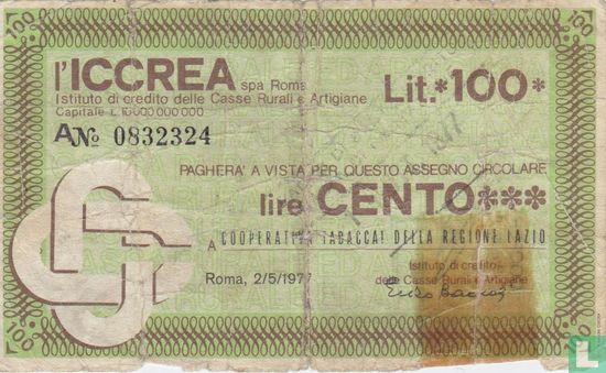 l'ICCREA Roma 100 Lire 1977 - Afbeelding 1
