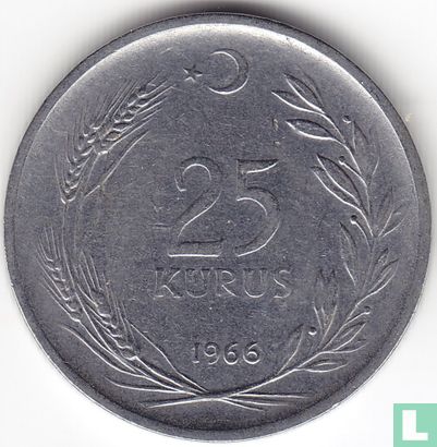 Turkije 25 kurus 1966 (4 g) - Afbeelding 1