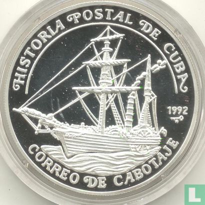 Cuba 10 pesos 1992 (PROOF) "Postal history of Cuba - Cabotage mail boat" - Afbeelding 1