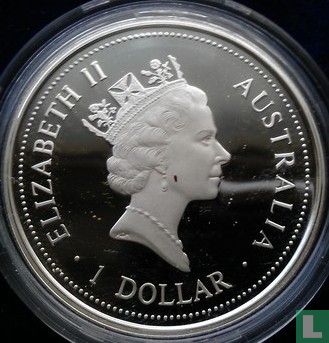 Australië 1 dollar 1996 (PROOF - zonder privy merk) "Kookaburra" - Afbeelding 2