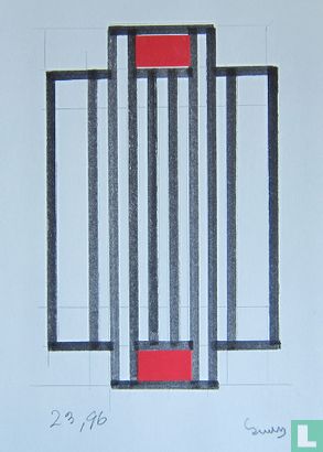 Paul van Den Berg im Collage in rot, 1996