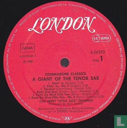 A Giant of the Tenor Sax Chu Berry 1938 and 1941 - Image 3