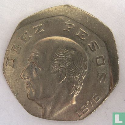 Mexique 10 pesos 1976 (fauté) - Image 1