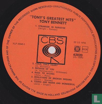 Tony’s greatest hits  - Afbeelding 3