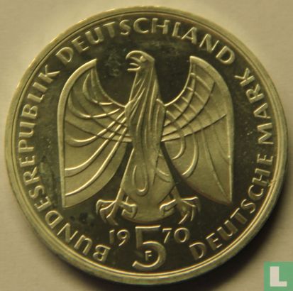 Duitsland 5 mark 1970 (PROOF) "200th anniversary Birth of Ludwig van Beethoven" - Afbeelding 1