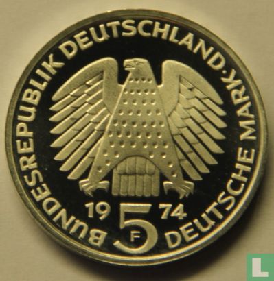 Germany 5 mark 1974 (PROOF) "25 years of Constitutional Law in Germany" - Image 1