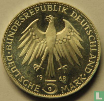 Deutschland 5 Mark 1968 (PP) "500th anniversary Death of Johannes Gutenberg" - Bild 1