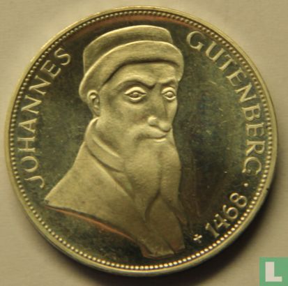 Duitsland 5 mark 1968 (PROOF) "500th anniversary Death of Johannes Gutenberg" - Afbeelding 2