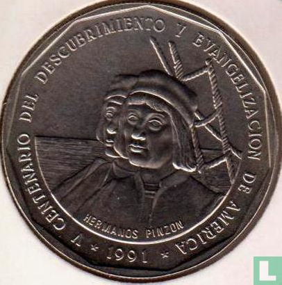 Dominican Republic 1 peso 1991 "500th anniversary Discovery and evangelization of America" - Image 1