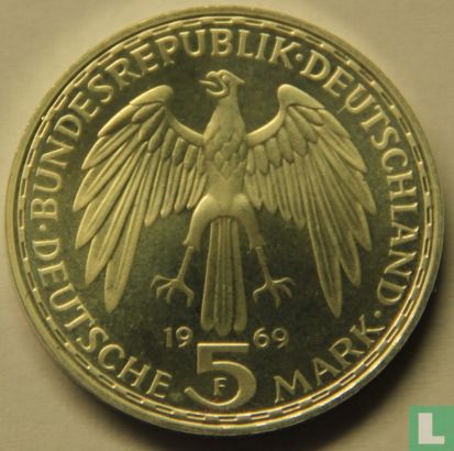 Allemagne 5 mark 1969 (BE) "375th anniversary Death of Gerhard Mercator" - Image 1