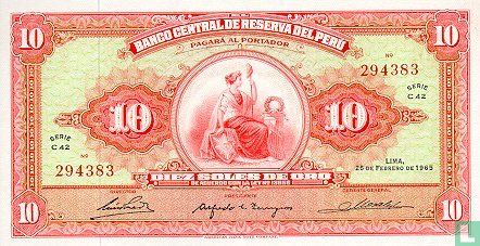 Peru 10 soles de oro 1966 UNC