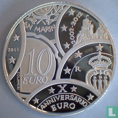 Saint-Marin 10 euro 2011 (BE) "10th anniversary Euro coins and banknotes" - Image 1
