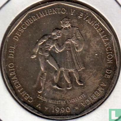 Dominican Republic 1 peso 1990 "500th anniversary Discovery and evangelization of America" - Image 1