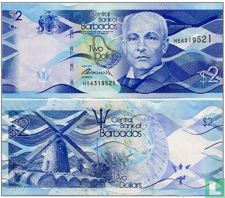 Barbados 2 dollar 2013 UNC