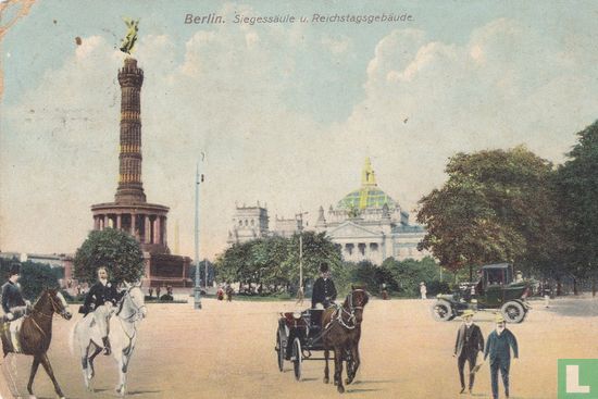 Berlin, Siegessaule Reichtagsgebaude Postkarte - Afbeelding 1