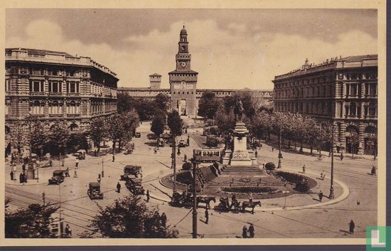 Milano, Largo Cairoli e Monumento a Garibaldi Horsecar, Tram and T-Fort - Bild 1