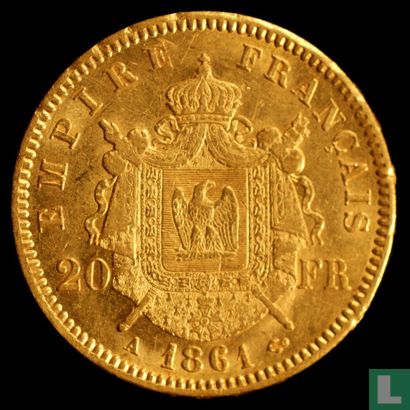 Frankrijk 20 francs 1861 (A) - Afbeelding 1