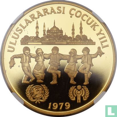 Turkey 500 lira 1979 (PROOF - gold) "International Year of the Child" - Image 1