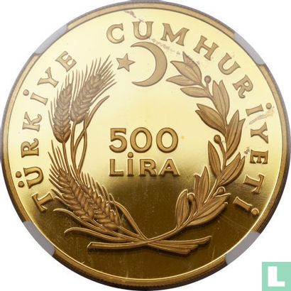 Turkey 500 lira 1979 (PROOF - gold) "International Year of the Child" - Image 2