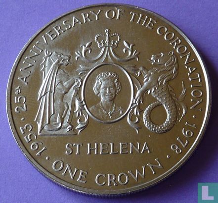 Sint-Helena 1 crown 1978 (zilver) "Elizabeth II - 25th anniversary of coronation" - Afbeelding 2