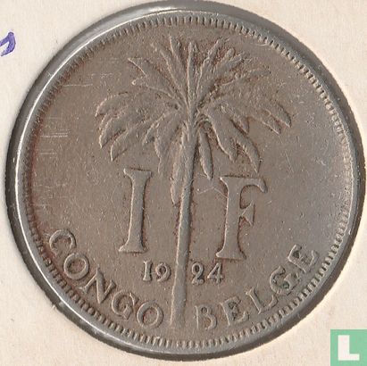 Belgian Congo 1 franc 1924 (FRA) - Image 1