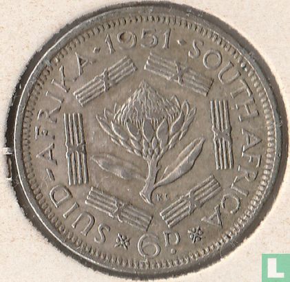 Afrique du Sud 6 pence 1951 - Image 1