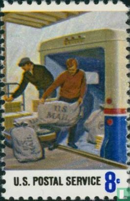 Mail truck loading on