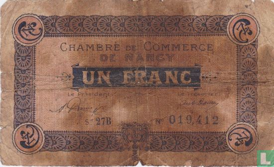 Nancy Chambre de Commerce un Franc 1921 - Afbeelding 1