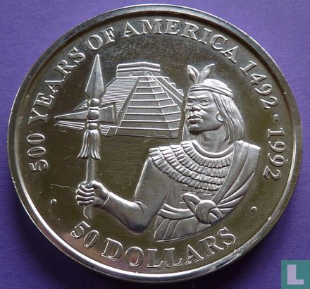 Cookeilanden 50 dollars 1990 (PROOF) "500 years of America - Inca Prince" - Afbeelding 2