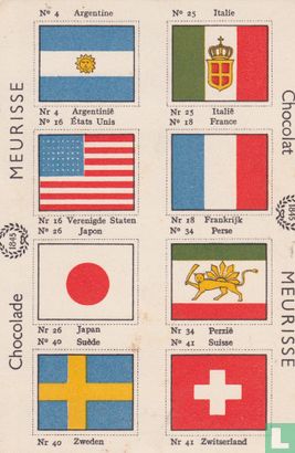 Vlaggen Argentinie, Italie, Verenigde Staten, Frankrijk, Japan, Perzie, Zweden, Zwitserland - Image 1