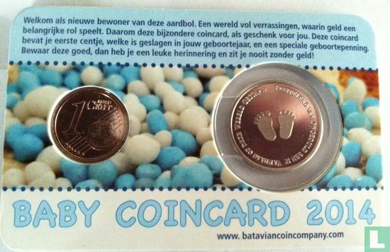 Netherlands 1 cent 2014 (coincard - boy) "Baby's eerste centje" - Image 2
