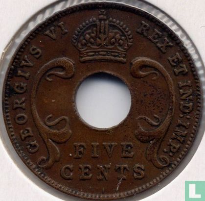Oost-Afrika 5 cents 1941 (I - 6.32 g) - Afbeelding 2