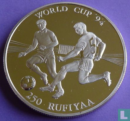 Maldives 250 rufiyaa 1993 (AH1413 - PROOF) "1994 Football World Cup in USA" - Image 2