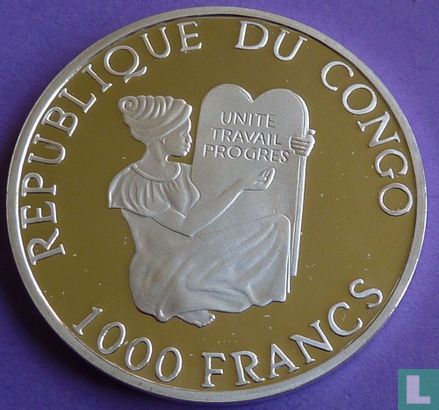 Congo-Brazzaville 1000 francs 1999 (PROOF) "Charles Darwin" - Image 2