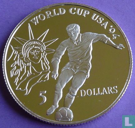 Niue 5 Dollar 1991 (PP) "1994 Football World Cup in USA" - Bild 2