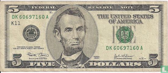 États-Unis 5 dollars 2003 K - Image 1