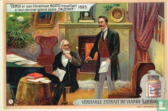 Verdi et son librettiste Boïto travaillant à leur dernier grand opéra "Falstaff" 1893