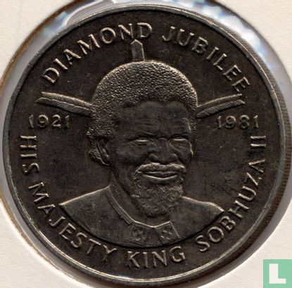 Swaziland 2 emalangeni 1981 "60th anniversary Reign of  King Sobhuza II" - Image 2