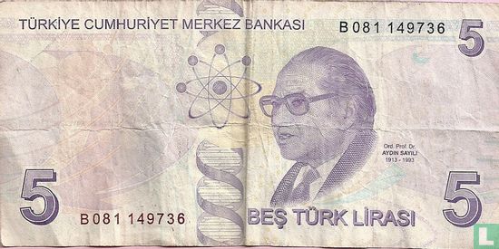 Türkei 5 Lira (Präfix B) - Bild 2