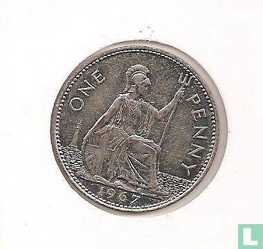 Groot-Brittannie 1 penny 1967 vernikkeld - Bild 2